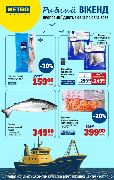 Акція 8 листопада — «Рибний вікенд» в METRO: на які морепродукти сьогодні знижки до 30%?