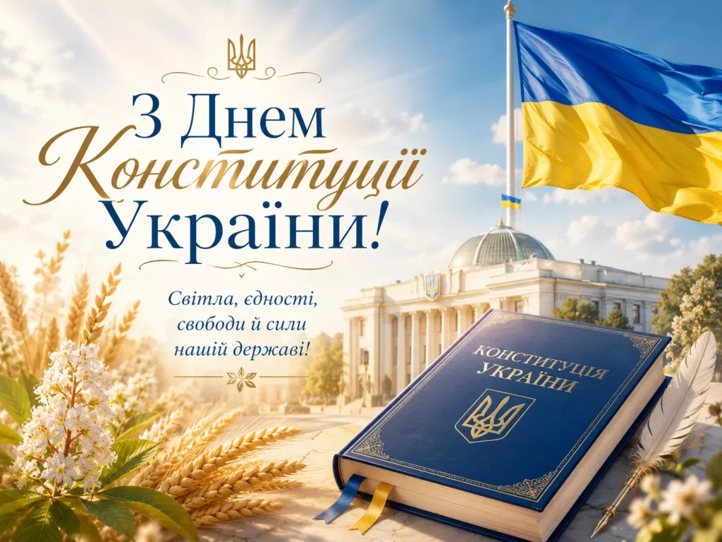 День Конституції України 28 червня 2026: історія свята, привітання картинками, віршами, теплими словами й листівками